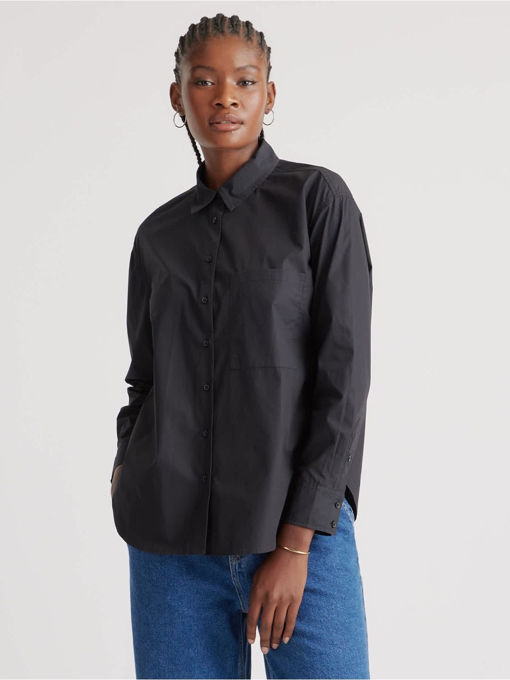 Quince 100% Organic Cotton Poplin Long Sleeve Boyfriend Oversized Button Down S